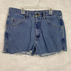 Wrangler Cut Off Jean Shorts Blue Men Size 32 Denim 5 Pocket Frayed Hem